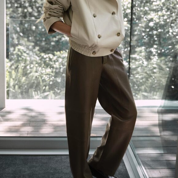 ZARA STRAIGHT LEATHER PANTS ZW COLLECTION LIMITED EDITION - Picture 4 of 5